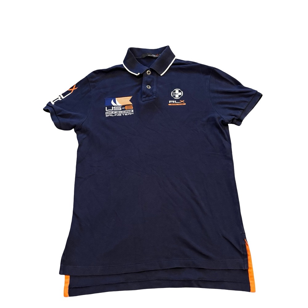 RLX Ralph Lauren Mens US-6 Offshore Sailing Team Polo Shirt Navy Blue Small